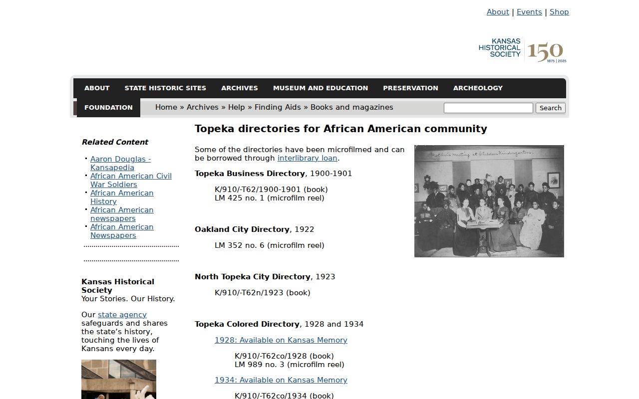 Topeka city directories for African American communities