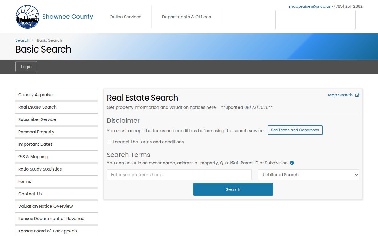 Topeka residents directory ARES parcel search