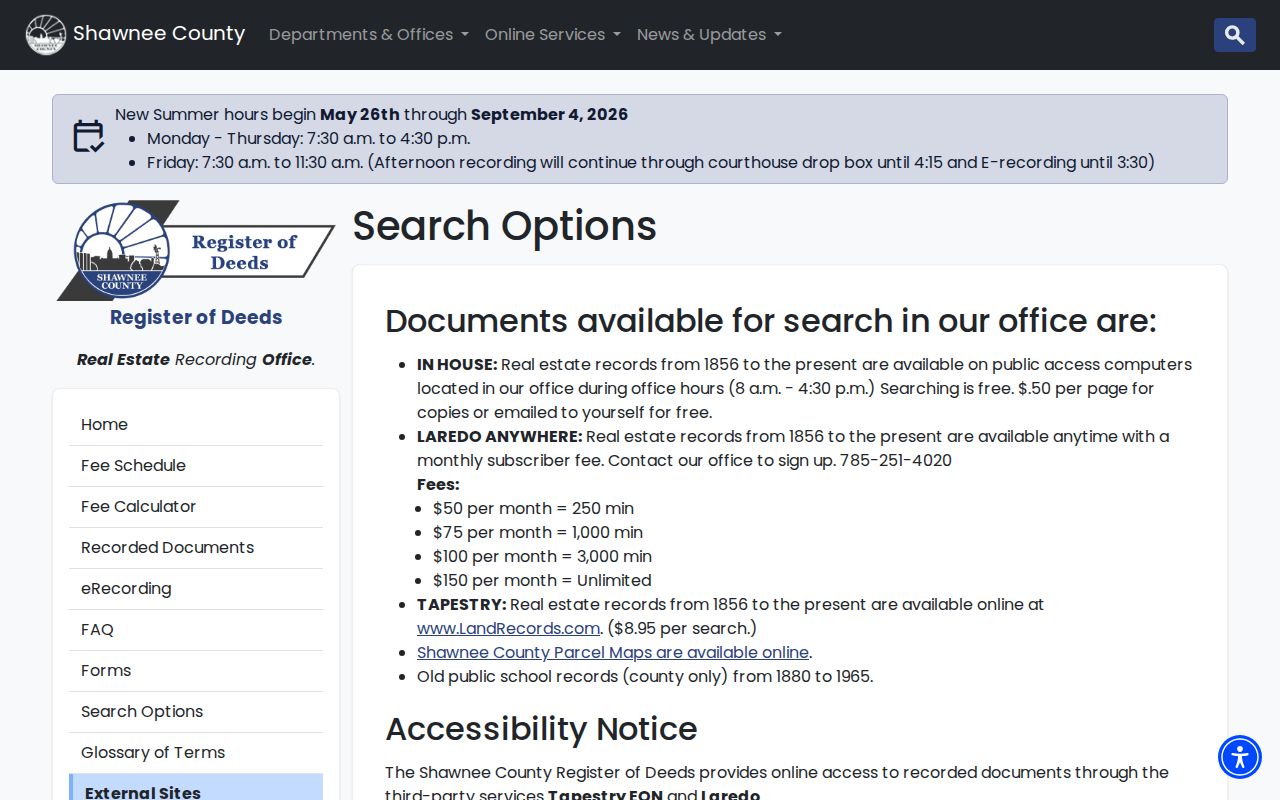 Topeka previous residents deed index access options
