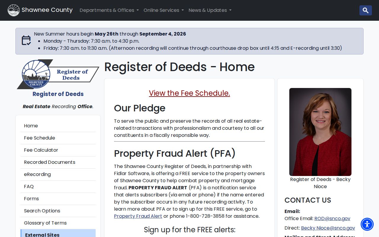 Topeka previous residents Register of Deeds office