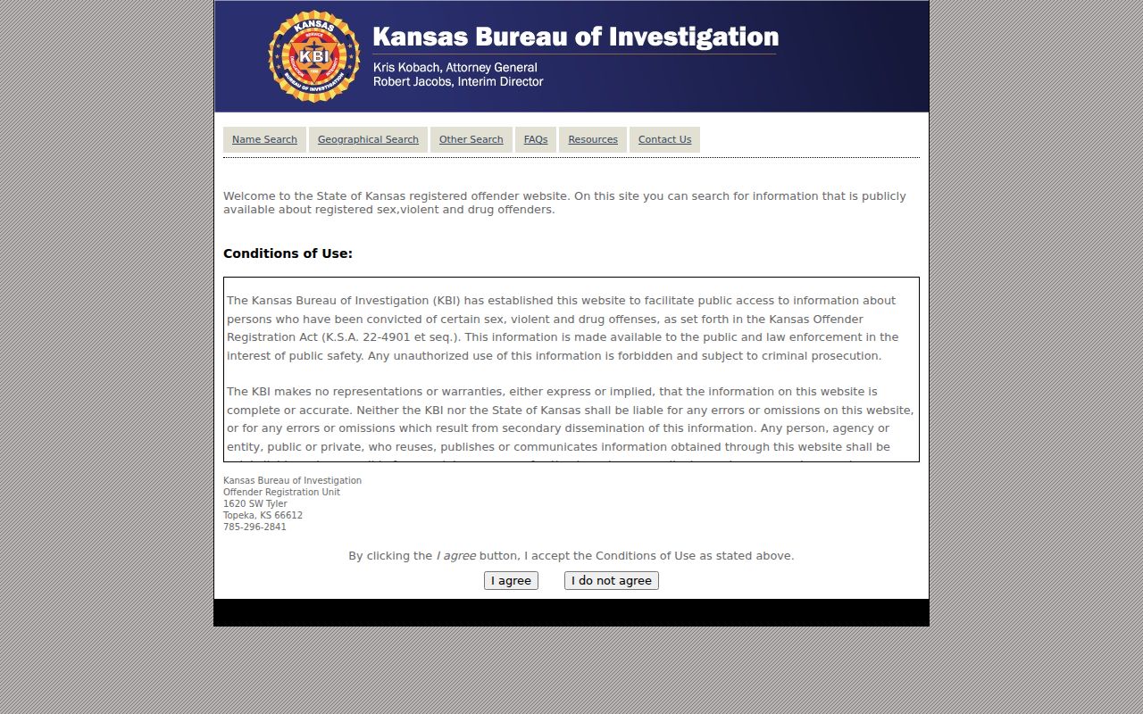 Topeka resident lookup Kansas registry notice