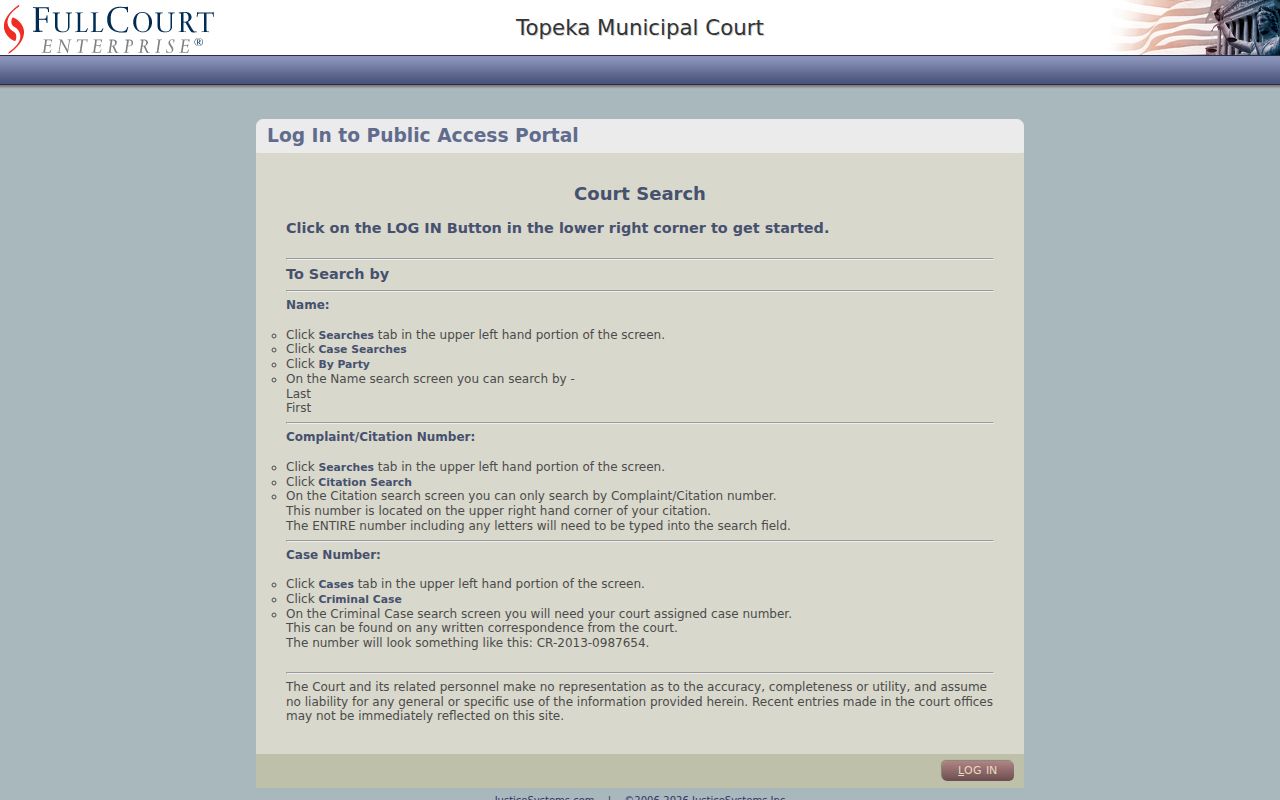 Topeka resident lookup municipal court search