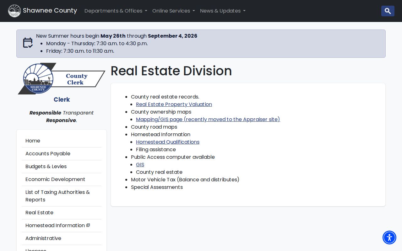 Topeka street directory county real estate access page
